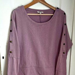 Umges Fashion Sweatshirt with Embellished Sleeves- Dusty Rose